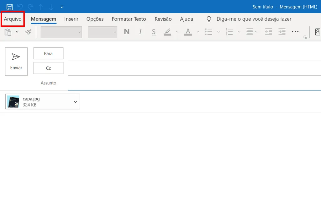 Abra as configurações de mensagem no Outlook (Captura de tela: André Magalhães)