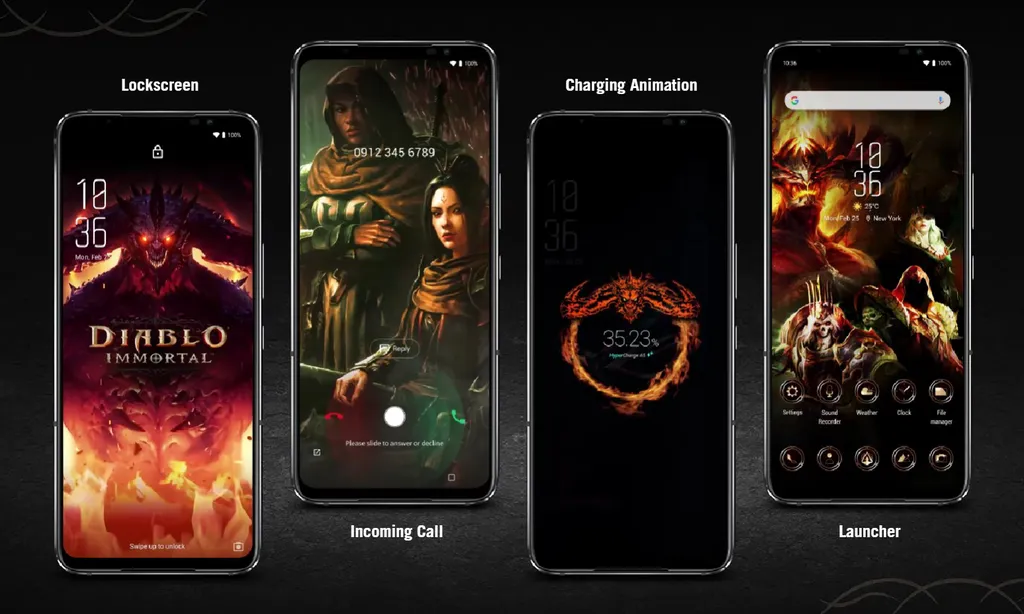 Temas por todo o sistema operacional tornam experiência de uso do ROG Phone 6 Diablo Immortal Edition ainda mais completa (Imagem: Reprodução/Asus)