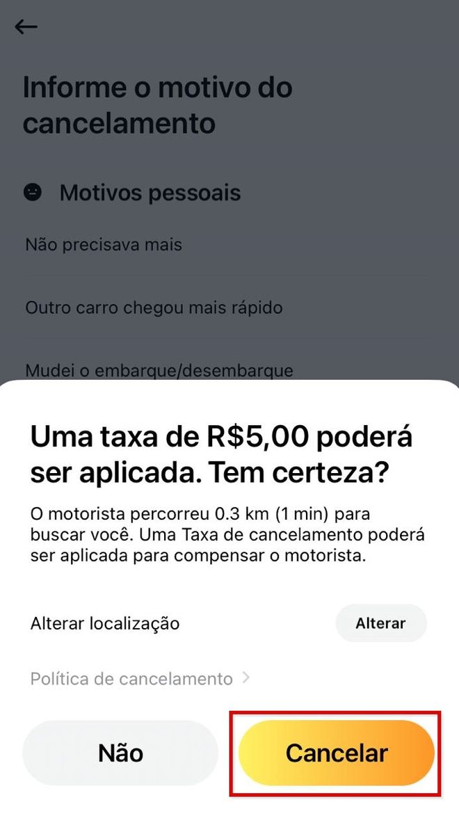 Embora a taxa indicada na imagem seja de R$ 5,00, esse valor pode sofrer alterações. (Imagem: Kris Gaiato/Captura de tela)