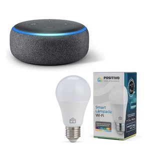 Echo Dot (3ª Geração) Preta + Smart Lâmpada Wi-Fi Positivo, compatível apenas com Alexa [CUPOM + LEIA A DESCRIÇÃO]
