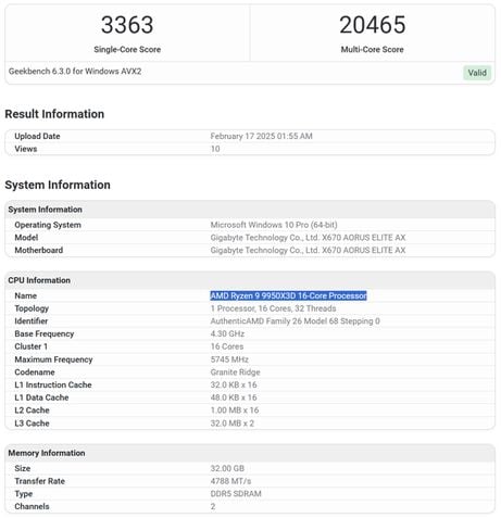 AMD Ryzen 9 9950X3D benchmark