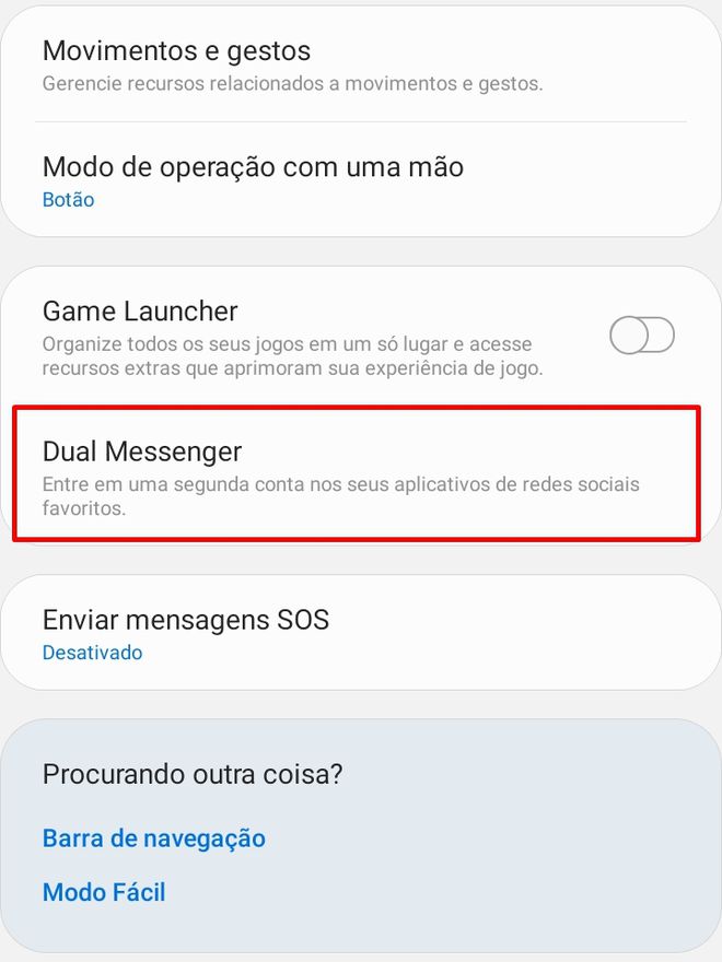 Acesse a opção "Dual Messenger" - (Captura: Canaltech/Felipe Freitas)