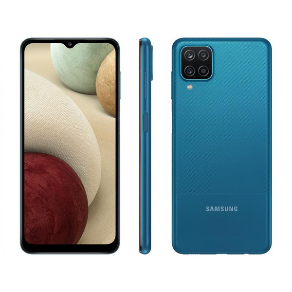 Smartphone Samsung Galaxy A12 Azul 64GB, Tela Infinita de 6.5", Câmera Quádrupla, Bateria 5000mAh, 4GB RAM e Processador Octa-Core [À VISTA]