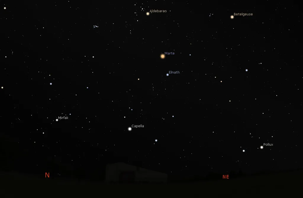 Simulação do Stellarium para a noite de 30 de novembro de 2022 (Imagem: Reprodução/Stellarium)