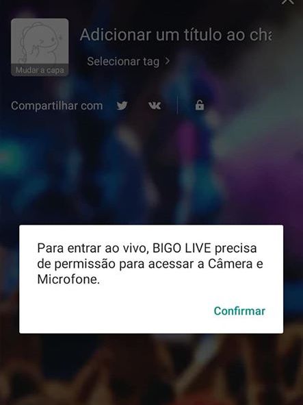 Mesmo que você confirme, sua transmissão ao vivo no Bigo Live ainda não começará (Captura de tela: Ariane Velasco)