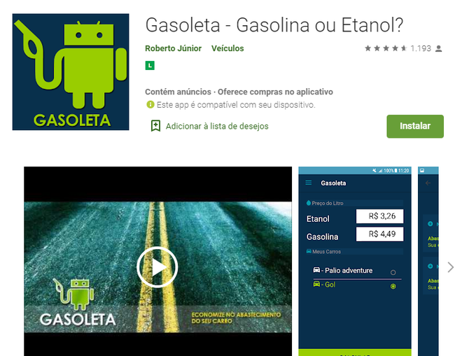 Gasoleta: app calcula o combustível e ajuda a decidir entre álcool ou gasolina / Captura de tela: Ariane Velasco
