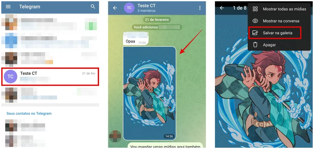 Como salvar fotos do Telegram na galeria do celular