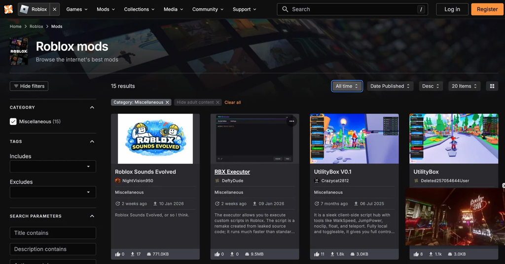 Até plataformas oficias de mods, como a NexusMod, podem abrigar infostealers em adições não verificadas corretamente (Imagem: Flare/Divulgação)