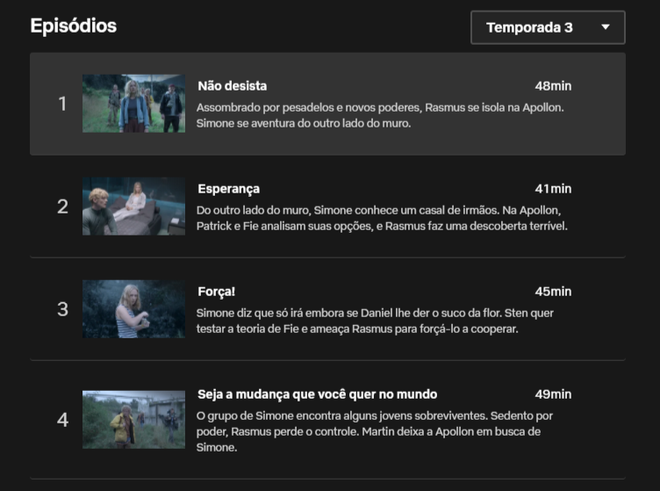 Agora é possível olhar os episódios das temporadas apenas rolando a página (Imagem: Captura de tela/Canaltech)