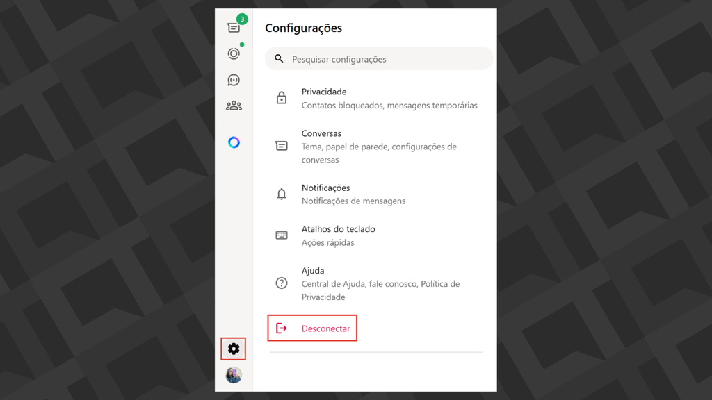 Passos para desconectar do WhatsApp Web