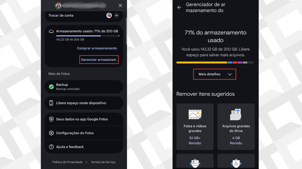 Passos para ver quais apps mais consomem armazenamento do Google