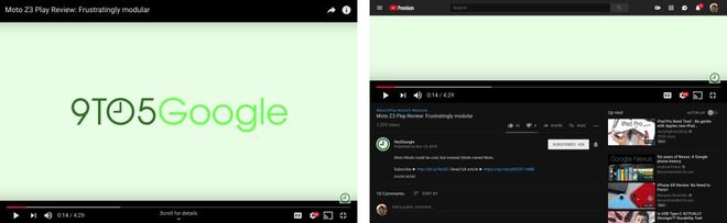 Abaixo do vídeo em tela cheia, será possível ver a mensagem "Scroll for details" (Imagem: Reprodução / 9to5Google)