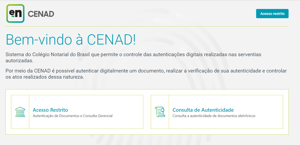 Site do CENAD: agora, documentos podem ser autenticados de forma online (Captura de imagem: Rui Maciel)
