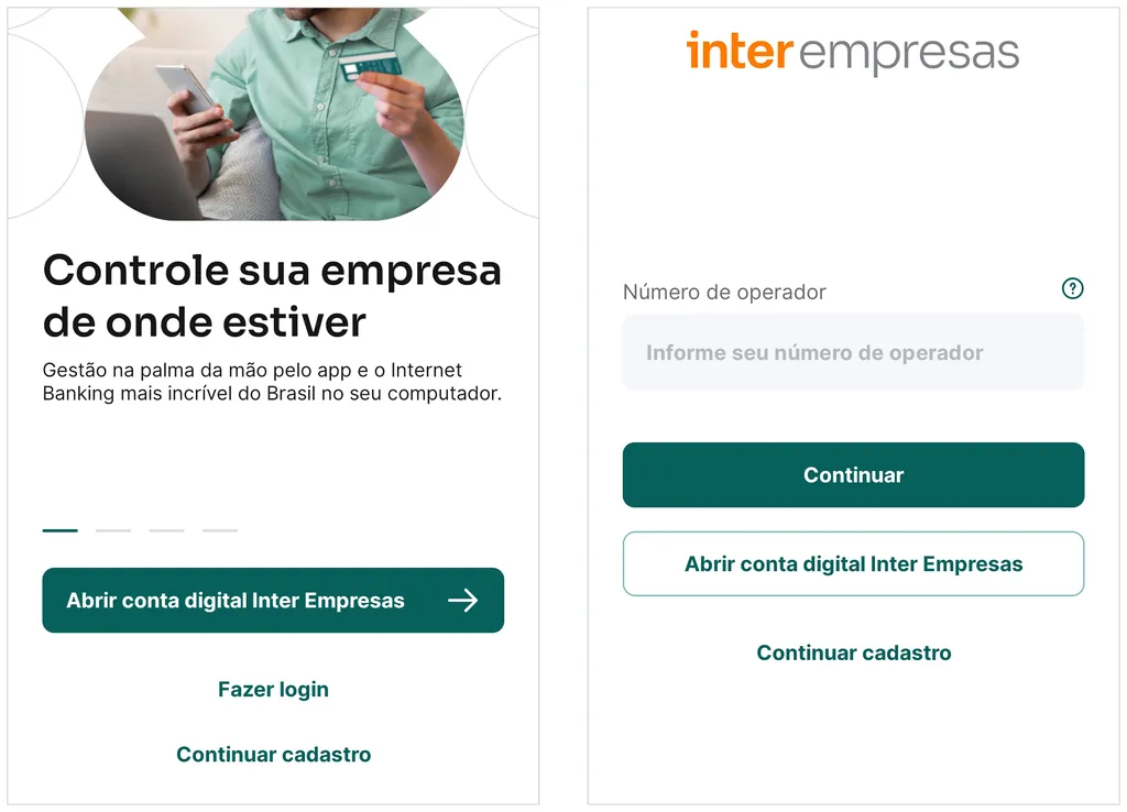 Conta empresarial do Inter funciona em app separado (Imagem: Captura de tela/André Magalhães/Canaltech)