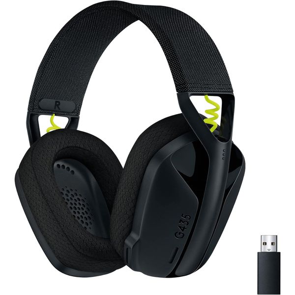Headset Gamer Sem Fio Logitech G435 LIGHTSPEED, Conexão USB e Bluetooth, Design Leve e Confortável, Microfone Embutido, Bateria de até 18h - Compatível com Dolby Atmos, PC, PS4, PS5, Mobile – Preto