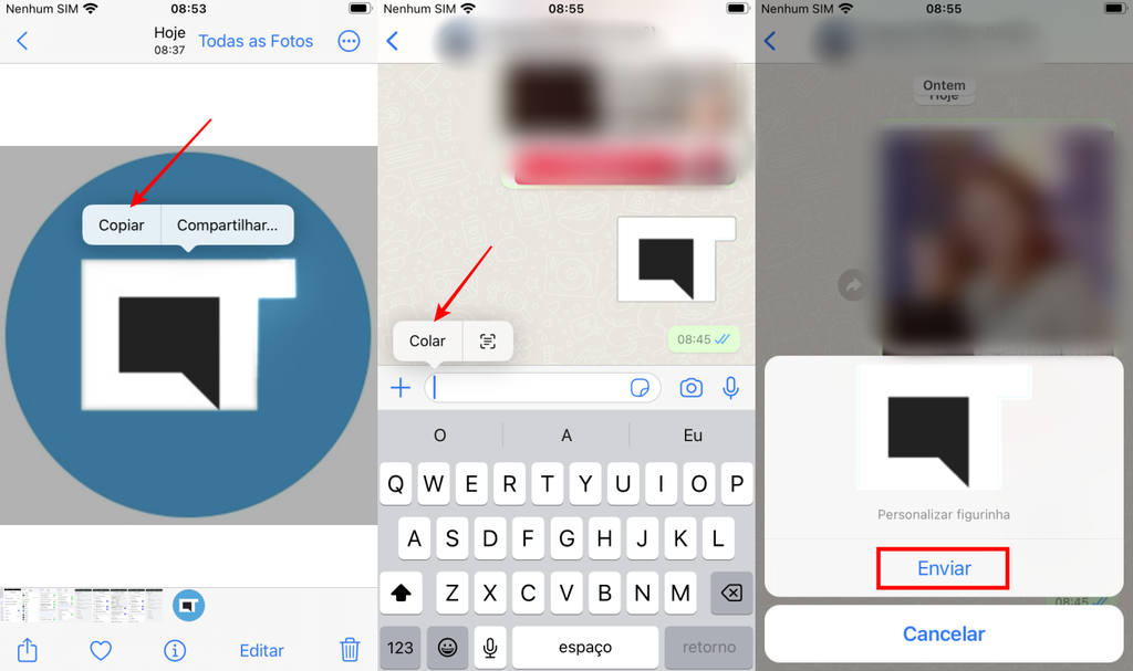 Quem tem iPhone pode fazer figurinhas no WhatsApp diretamente no sistema operacional (Imagem: Captura de tela/Fabrício Calixto/Canaltech)