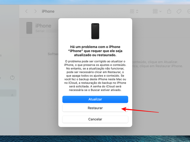 Restaure o dispositivo no Mac - Captura de tela: Thiago Furquim (Canaltech)