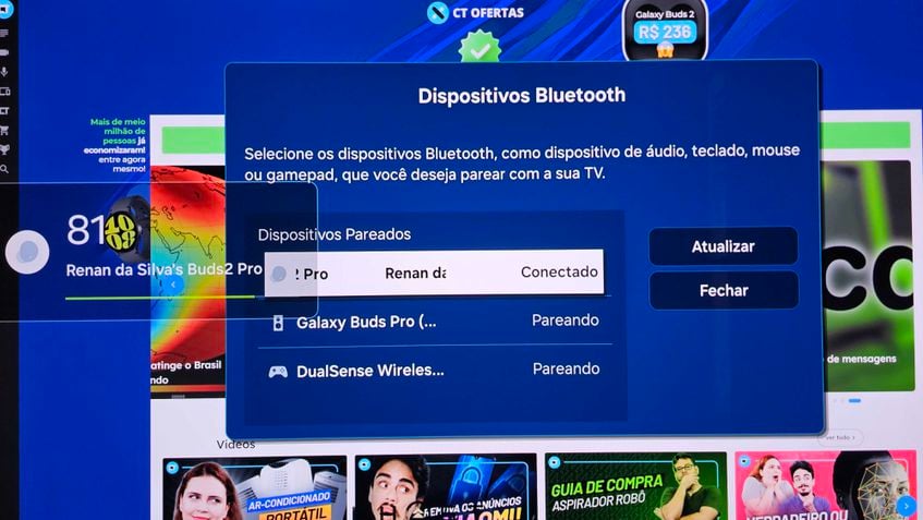 Conexão Fone Bluetooth TV Samsung 2024 Passo 4