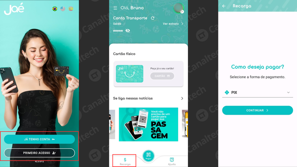 Como recarregar o Jaé pelo app (Imagem: Captura de tela/Bruno De Blasi/Canaltech)