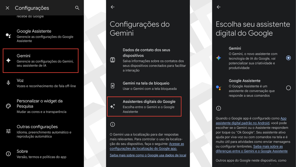 Passos para trocar o assistente do Google