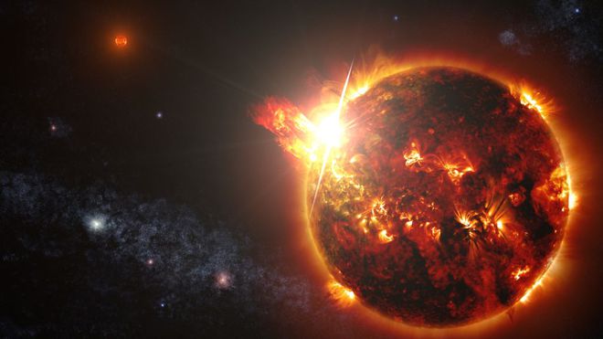 O exoplaneta orbita uma estrela anã vermelha pouco brilhante a cerca de 150 anos-luz de nós (Imagem: Reprodução/Goddard Space Flight Center/S. Wiessinger)