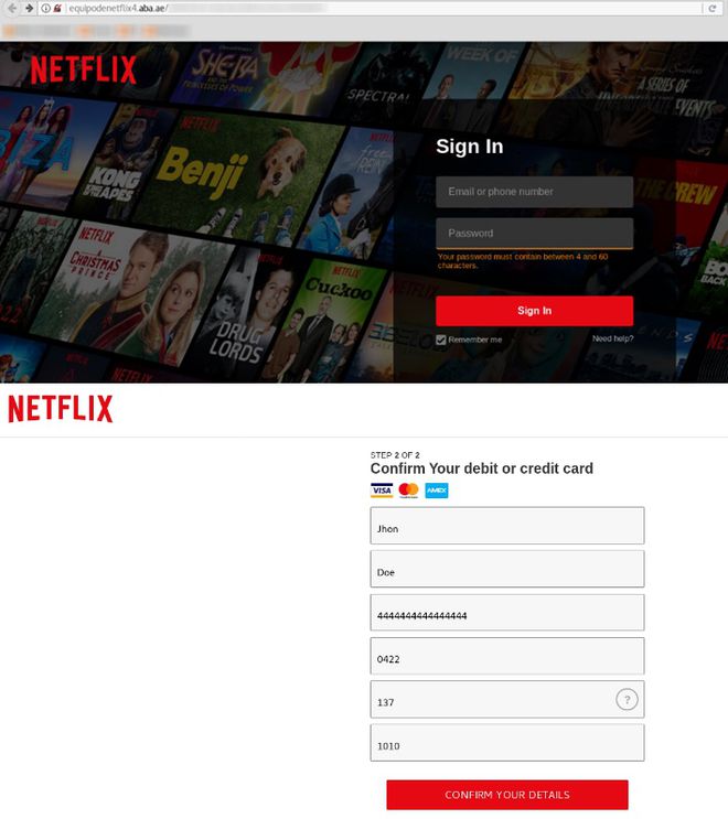 Golpe com site falso da Netflix tenta roubar dados de cartão de crédito de  brasileiros 