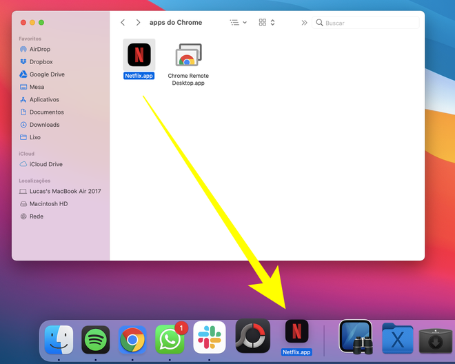 Arraste o novo ícone ao Dock do seu Mac. Captura de tela: Lucas Wetten (Canaltech)