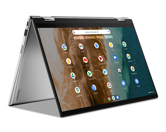 Chromebook também pode ser utilizado em um formato de "tenda" (Imagem: Divulgação/Acer)