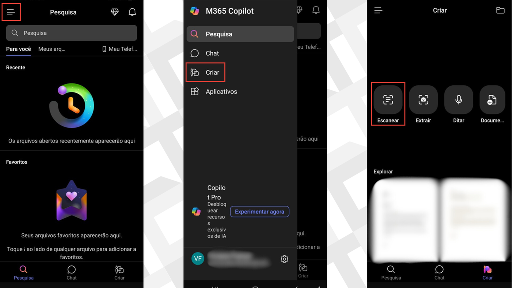 Passos para escanear documentos no Microsoft 365 Copilot