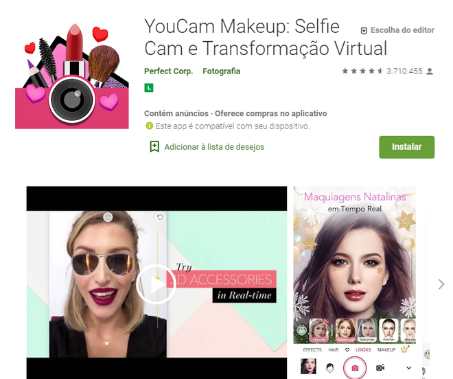 Faça montagem em seu cabelo e aplique maquiagem com o YouCan MakeUp (Captura de tela: Ariane Velasco)