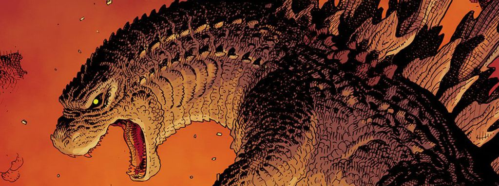 O lagartão em Godzilla: Awakening, um dos quadrinhos que fazem parte do MonsterVerse (Imagem: Reprodução/Legendary Pictures)