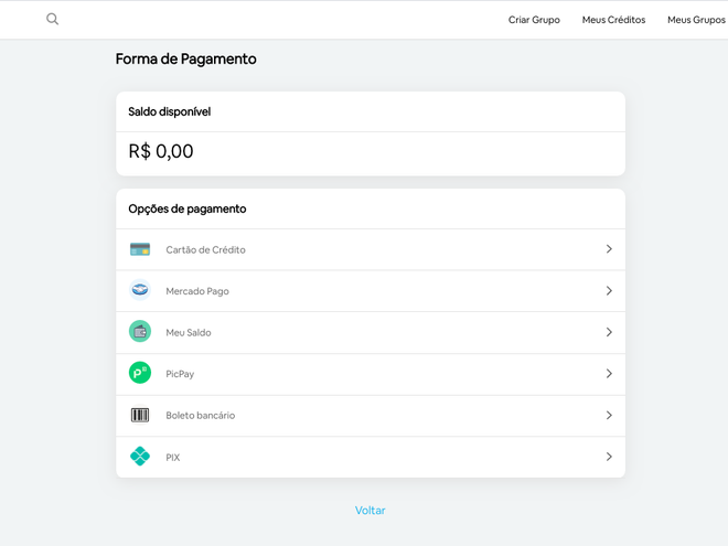 Plataforma disponibiliza diferentes métodos de pagamento (Imagem: André Magalhães/Captura de tela)
