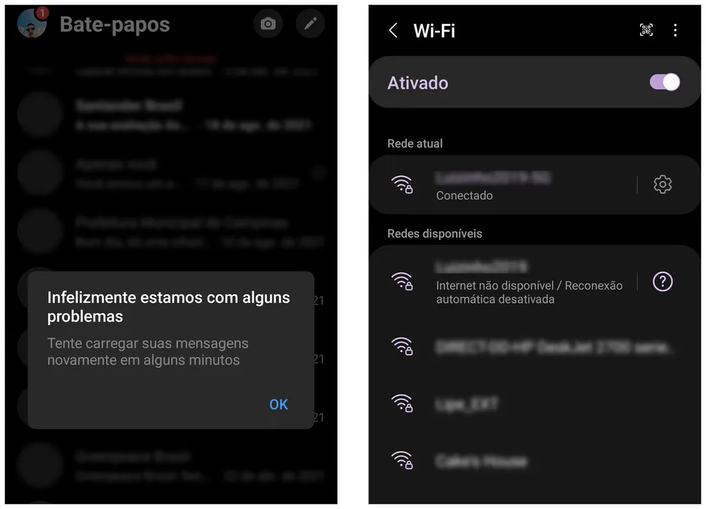 Messenger pode parar de funcionar por causa da conexão com a internet (Captura de tela: André Magalhães)