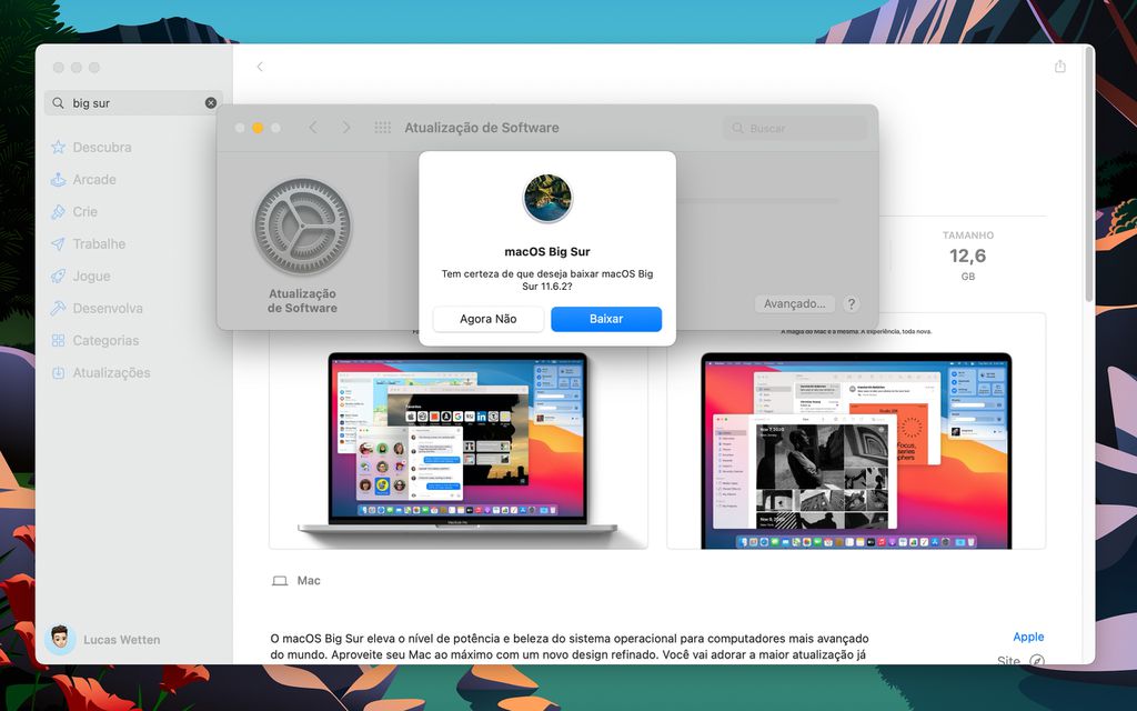 Confirme o download da versão mais antiga do macOS em seu Mac (Captura de tela: Lucas Wetten)