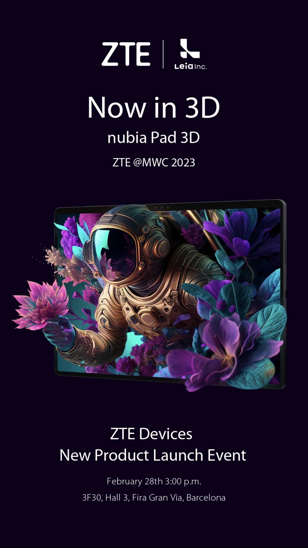Nubia Pad 3D deve ser tablet que permitirá uso do 3D sem o uso de óculos (Imagem: Nubia)