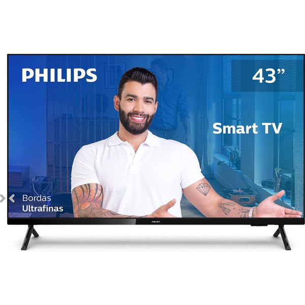 Smart TV Philips 43PFG6825/78-43" Full HD sem bordas, HDR Plus, 3 HDMI, 2 USB, Wifi Miracast