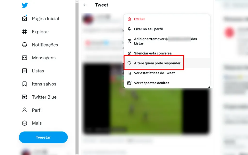 Mude a configuração de um tuíte publicado (Imagem: Captura de tela/André Magalhães/Canaltech)