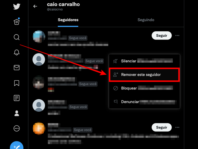 Selecione esta opção para remover o seguidor (Captura de tela: Caio Carvalho/Canaltech)