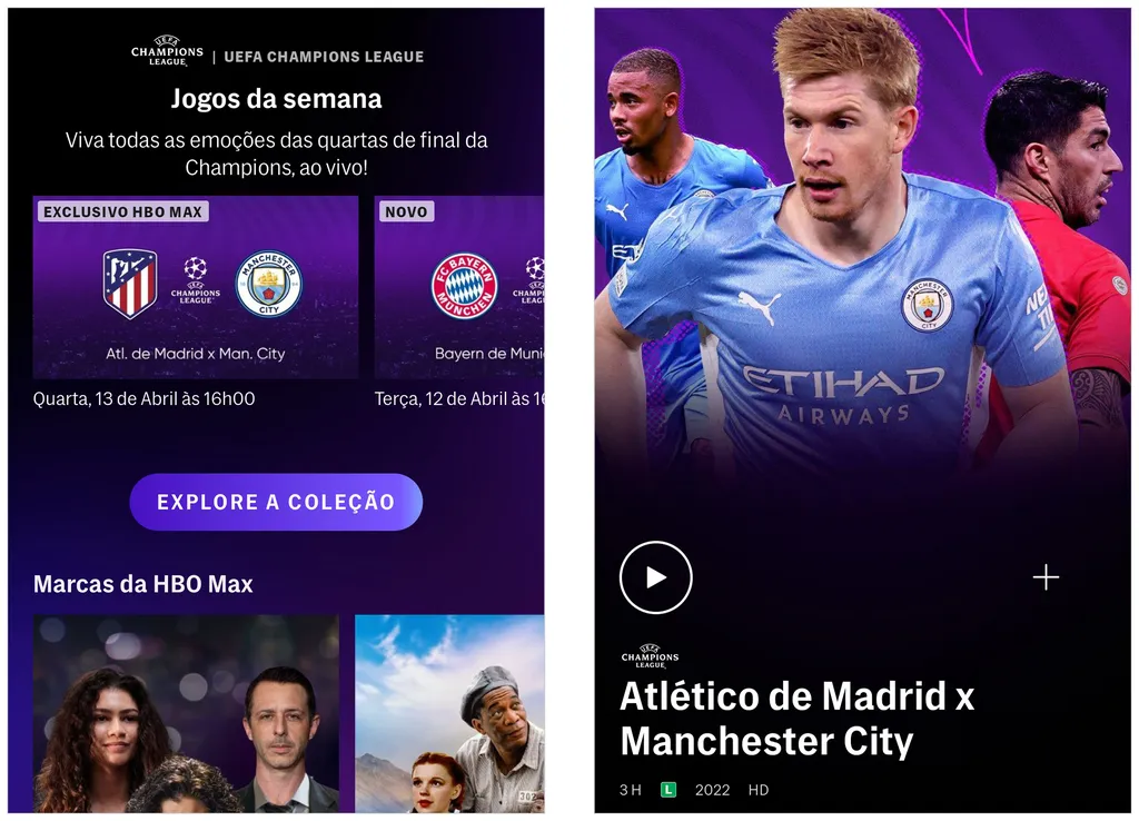 UEFA Champions League é o destaque do futebol no HBO Max (Captura de tela: André Magalhães)