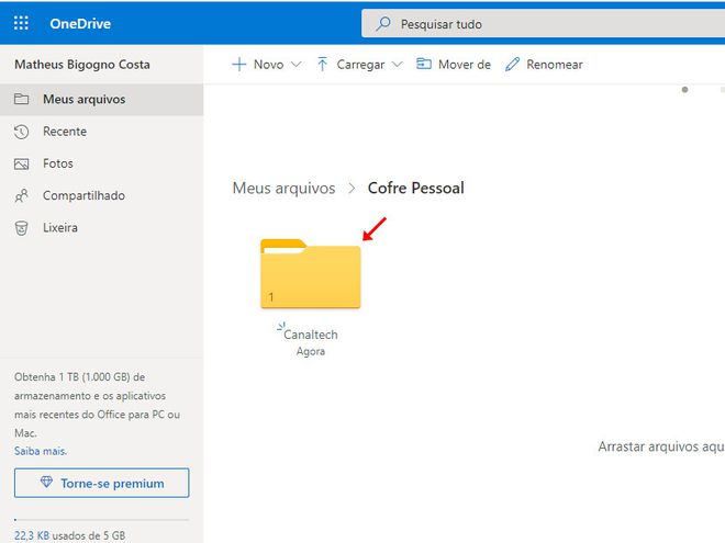 Em seguida, esta pasta ficará disponível (Captura de tela: Matheus Bigogno)