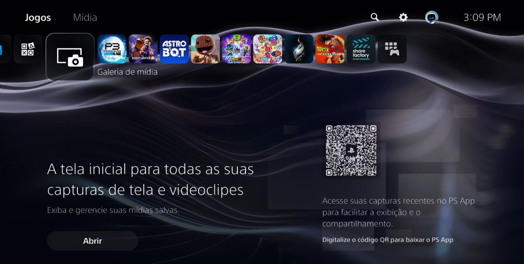 Imagem da interface do PS3
