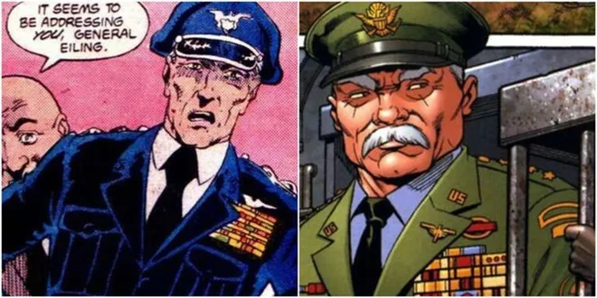 General Wade Eiling, da DC Comics, e General "Thunderbolt" Ross, da Marvel Comics (Imagem: Reprodução/DC Comics/Marvel Comics)