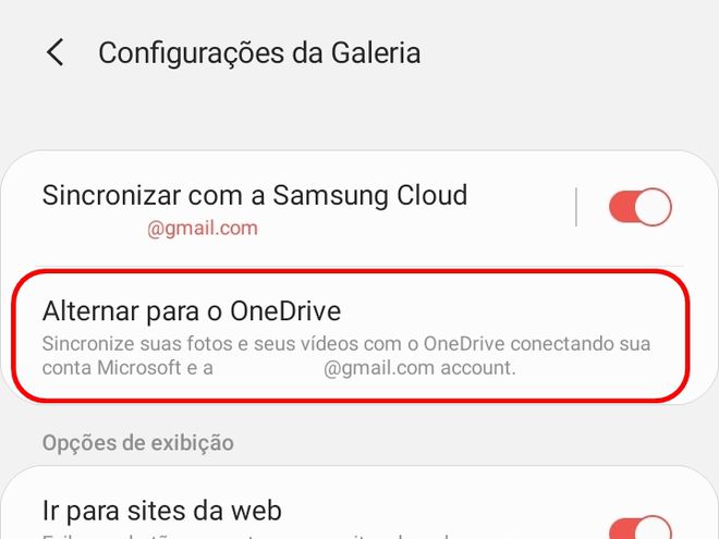 Selecione a opção "Alternar para o OneDrive" - (Captura: Canaltech/Felipe Freitas)