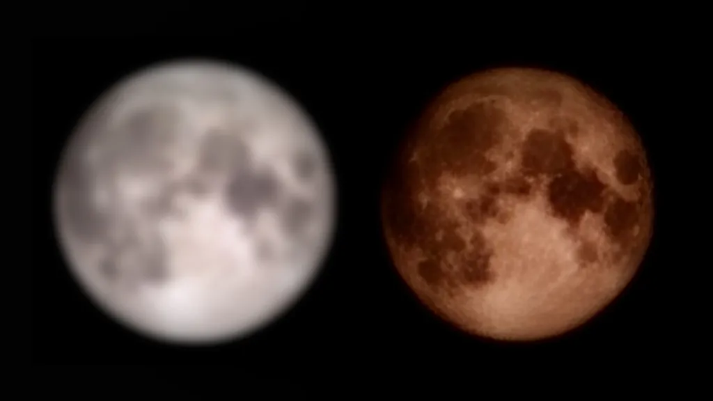 Imagem da esquerda não é a Lua de fato, e sim uma imagem com detalhes retirados propositadamente (Imagem: Reddit/ibreakphotos)