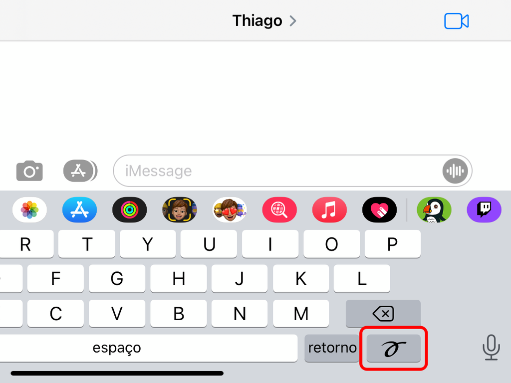 Toque no ícone indicado para abrir o recurso de escrita à mão - Captura de tela: Thiago Furquim (Canaltech)