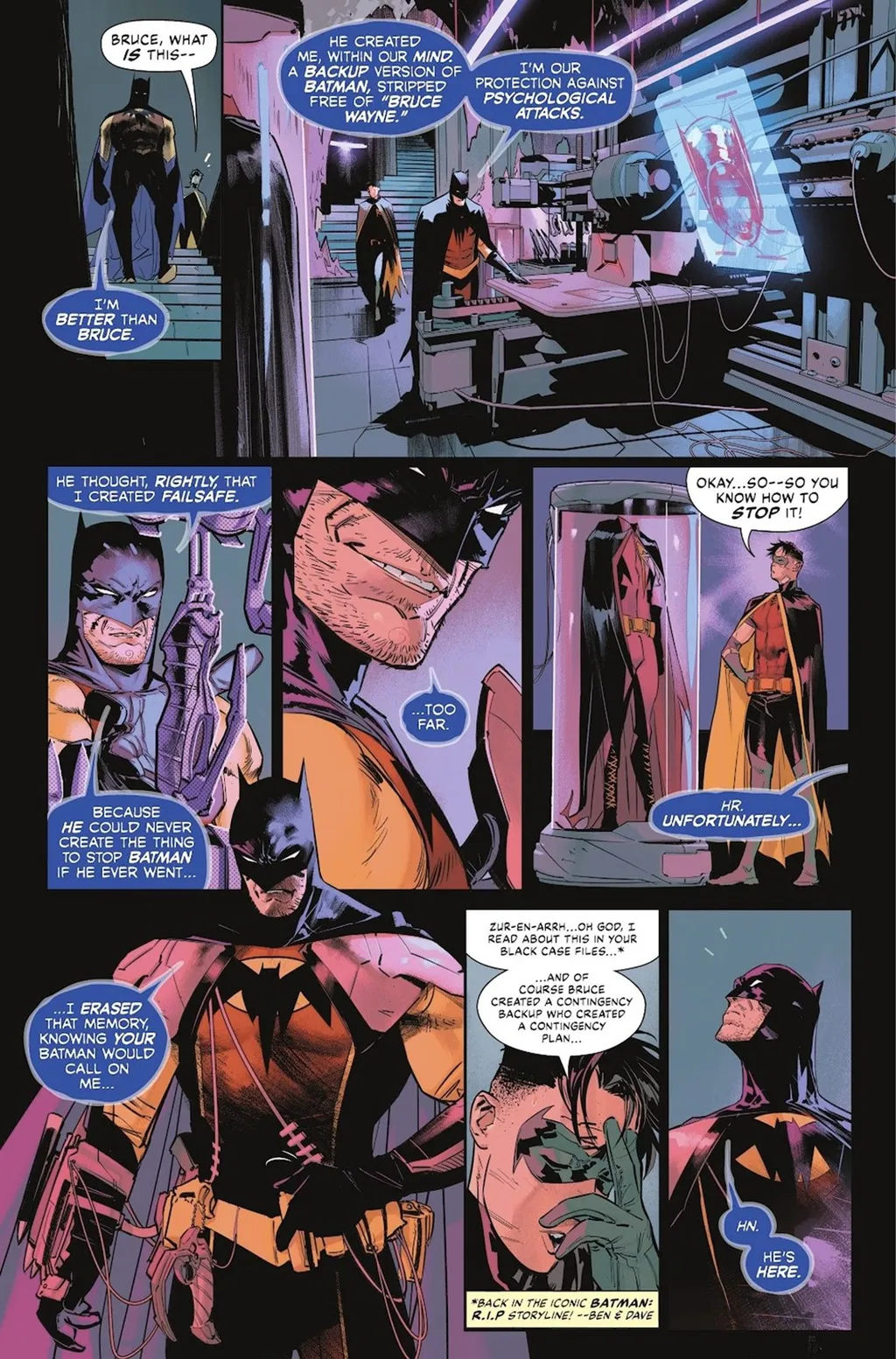A versão Zur-En-Arrh explica ao Robin seu plano de contingência caso Batman queira matar as pessoas (Imagem: Reprodução/DC Comics) 