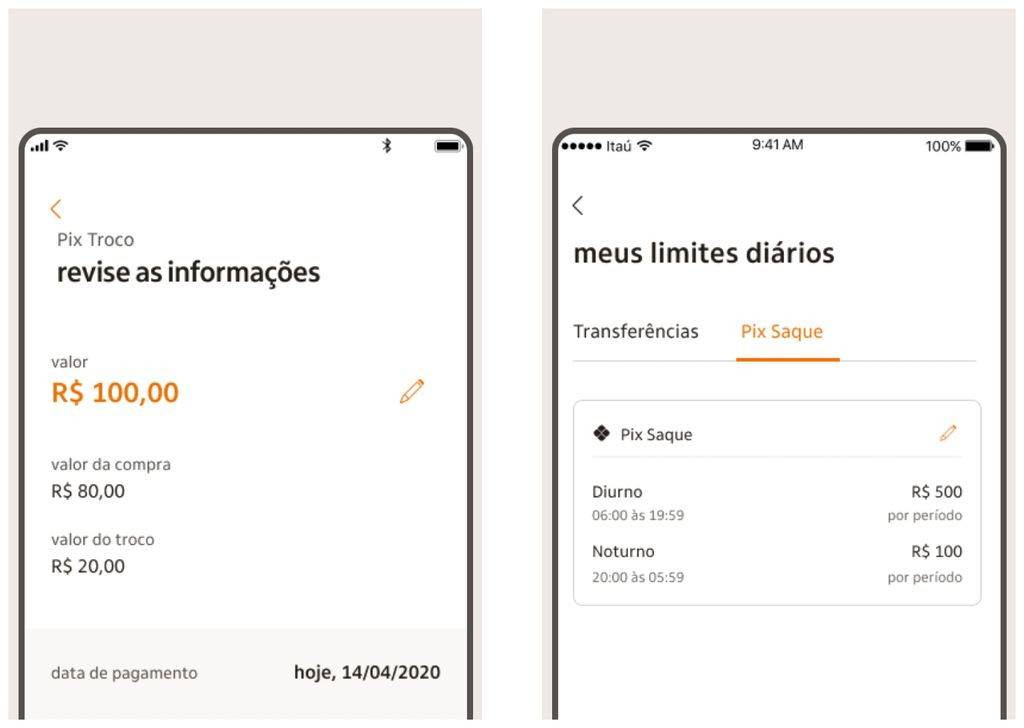É possível consultar os limites e transferências do Pix Saque e Pix Troco no app do seu banco (Imagem: Bruno Salutes)