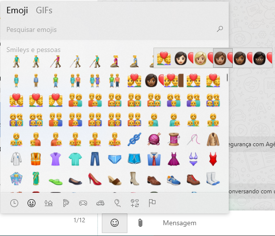 Os emojis personalizados de casais chegaram à versão beta do WhatsApp para Windows (Imagem: Alveni Lisboa/Canaltech)