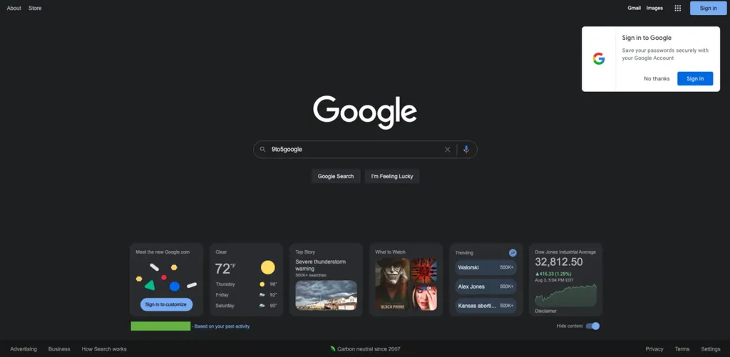Widgets voltam a ser testados no Google.com (Imagem: Reprodução/9to5Google)