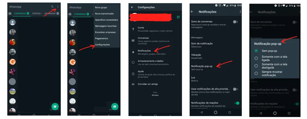 Como configurar notificação pop-up do WhatsApp no Android (Captura de tela: Munique Shih)